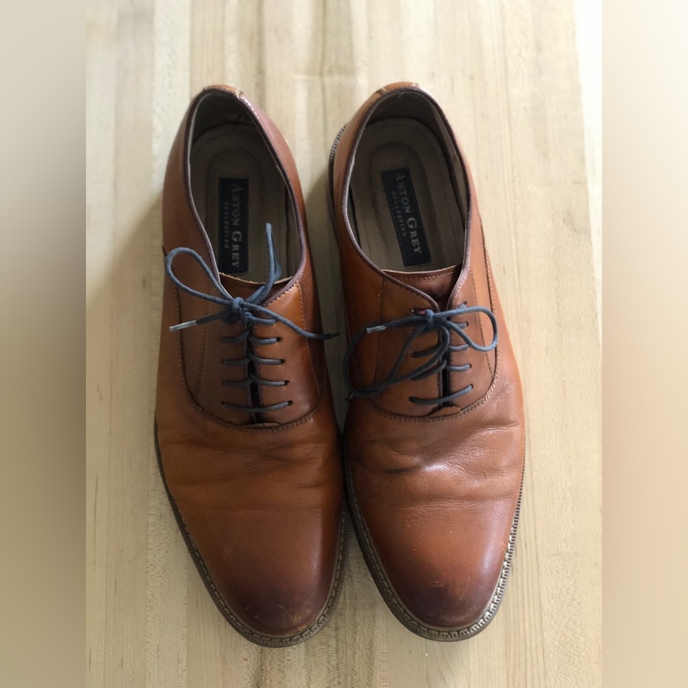 Aston Grey - Shoes Mens Classic Leather Lace Up Professional Formal Brown